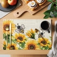 thumbnail image 2 of Sunflower Leaves Placemats Set of 8 Bee Spring Retro Farmhouse Place Mats Indoor Wipeable Table Mats Washable Cloth Dining Table Placemats for Kitchen Holiday Party Home Decor 13x19 Inch, 2 of 9