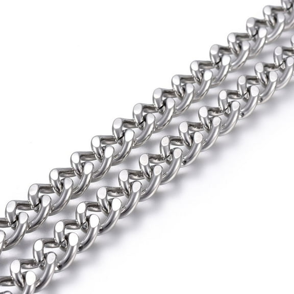 Resistant 304 Stainless Steel Curb Chains Twisted link Chains Unwelded Stainless Steel Color 8mm Link: 10x8x2mm
