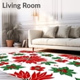 thumbnail image 2 of ODIKA 2'x3' Machine Washable Non-Slip Area Rug, Poinsettia Bloom Christmas Non Skid Seasonal Floor Cover High Traffic Rug, Red, 735870, 2 of 7