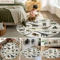 thumbnail image 6 of Dinosaurs Area Rug, Vintage Major Dinosaur Groups of Jurassic Era Animals Wood Grain Washable Large Circle Carpet, Non Slip Round Rug for Living Room/Bedroom/Dining Room/Home Office/Dorm, 6 of 9