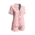 thumbnail image 4 of Jovati Pajama Set for Women, Polka Dot Print with Ruffle Trim, Scoop Neck Top and Elastic Waist Shorts, Relaxed Fit Loungewear, 4 of 7