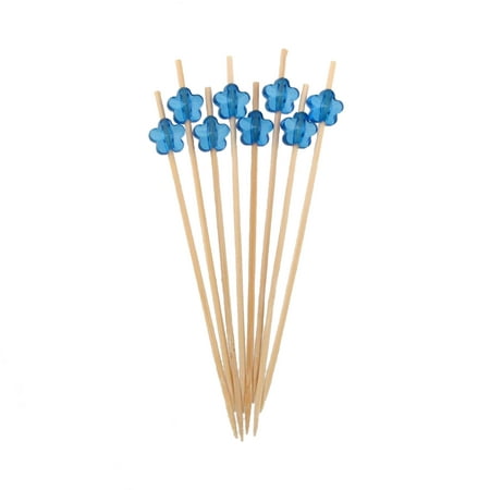 

BambooMN Brand - Decorative Acrylic Flower End Bamboo Picks 4.7 (12cm)- 300pcs Dark Blue