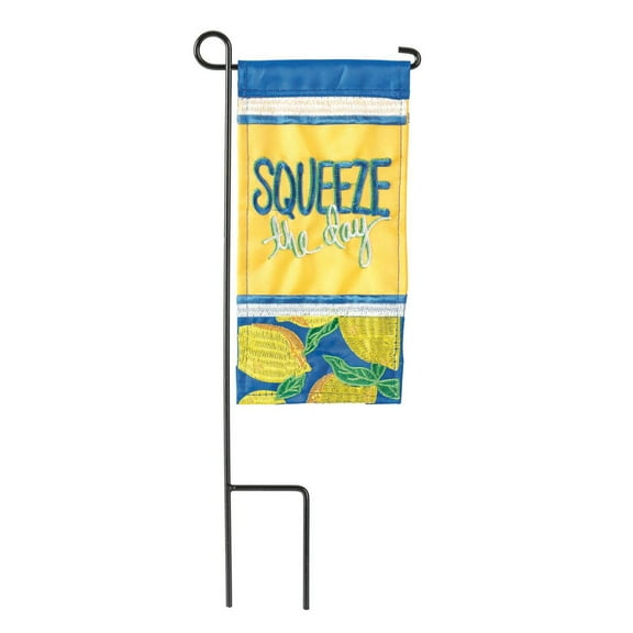 Squeeze The Day Yellow Lemon 13.2 x 6.1 Mini Polyester Outdoor Hanging Garden Flag