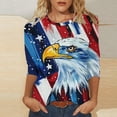 thumbnail image 2 of Dianli Womens Womens Blouses and Tops Dressy Women's 3/4 Sleeve Shirts Sunflower Print Round Neck Loose Tops Comfy Soft Blouses Summer Casual Pullover Patriotic Shirts 4th of July Tops, 2 of 5
