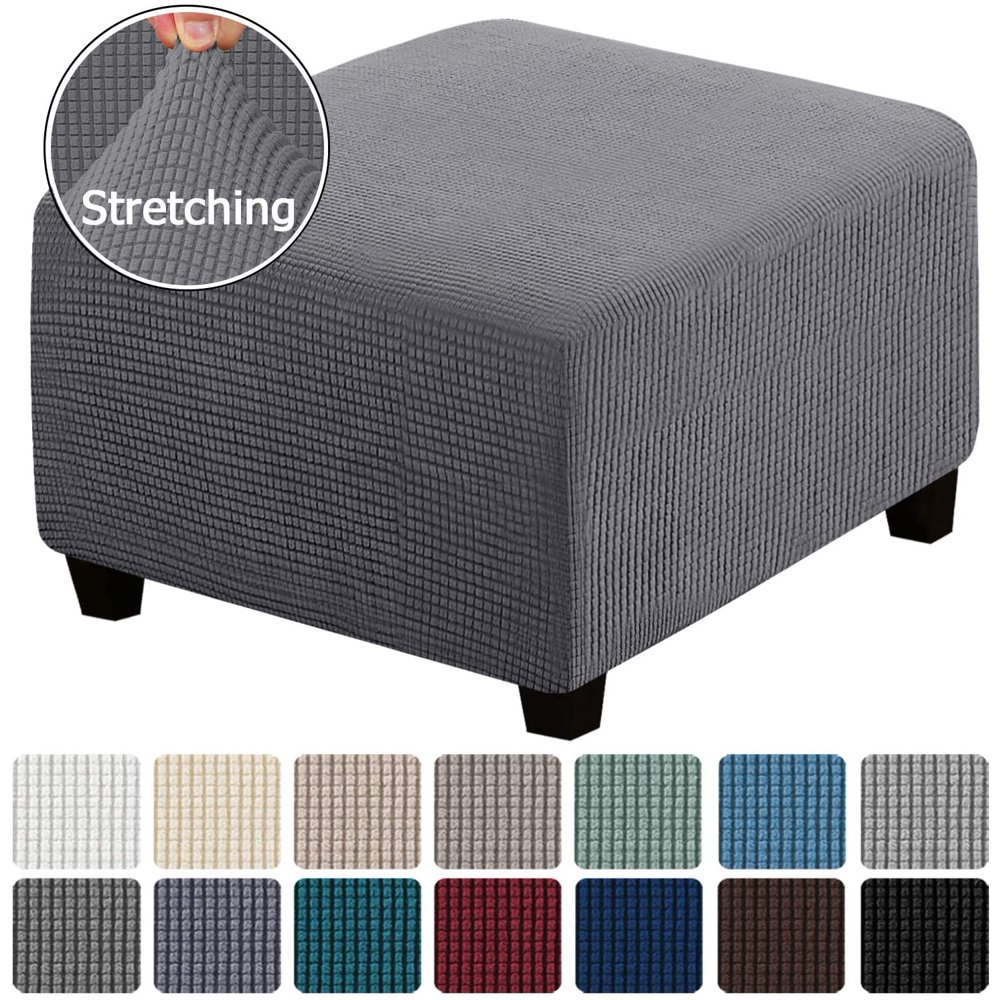 H.VERSAILTEX 1Piece Spandex Jacquard Square Ottoman Cover, Form Fit