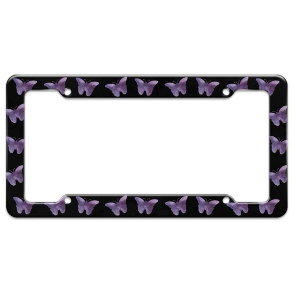 Purple Butterfly Watercolor Silhouette License Plate Tag Frame