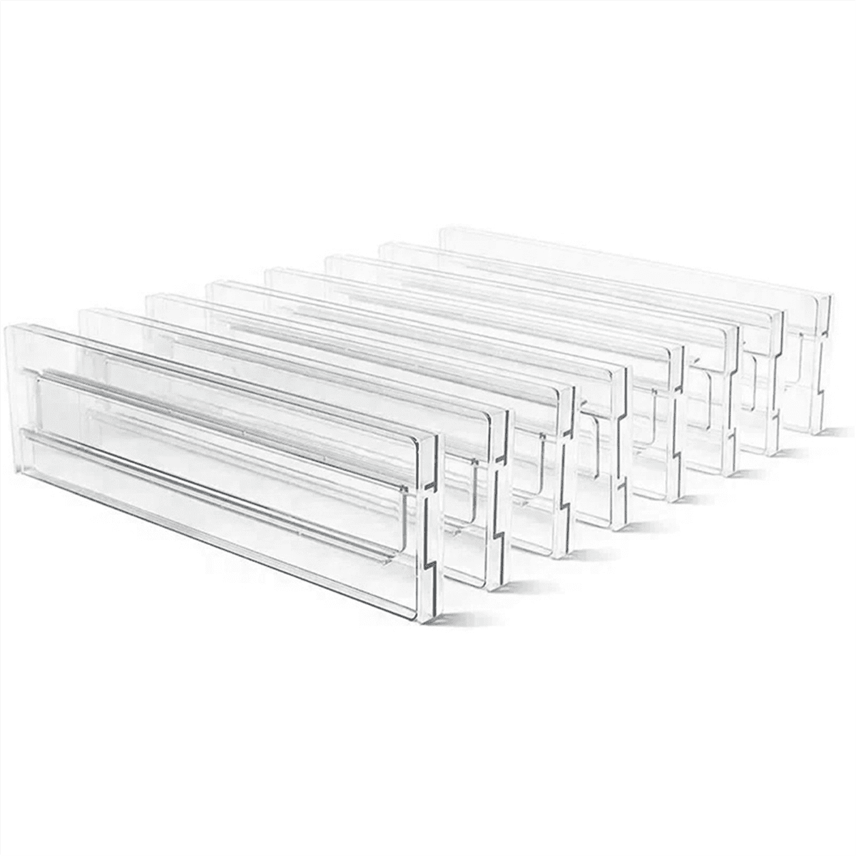 Drawer Dividers 8 Pack, Adjustable Drawer Organizer, Clear Plastic