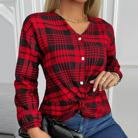 

FuChenYu 2024 New Style Spf Shirts for Women Long Sleeve Womens Rash Guard Graphic Buttoned Arctic Cool Shirts for Women Red XL