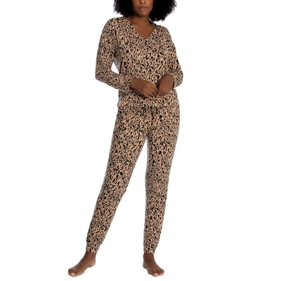 Linea Donatella Womens Comfort Zone Spotty Leopard Hacci Pajama Set
