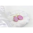 thumbnail image 5 of 14k Gold Filled Drusy Earrings Pink Druzy Large Oval Teardrop Goldtone Bezel Set Simple Drops Designed for Adult Women, 5 of 5