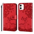 thumbnail image 1 of TOP SHE Case For iPhone 11,Sika Deer Flip Synthetic Leather TPU Case Cover with Wallet Lanyard Anti-Scratch Shockproof Bumper Case,Red, 1 of 7