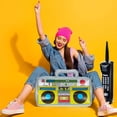 thumbnail image 4 of 20Pcs Retro 80s/90s Party Decorations Set, Inflatable Boombox, Mobile Phones, Sunglasses, Microphones, and Gold Number Balloons, for Themed Parties, Birthdays, Hip Hop Party, Retro Events, 4 of 8