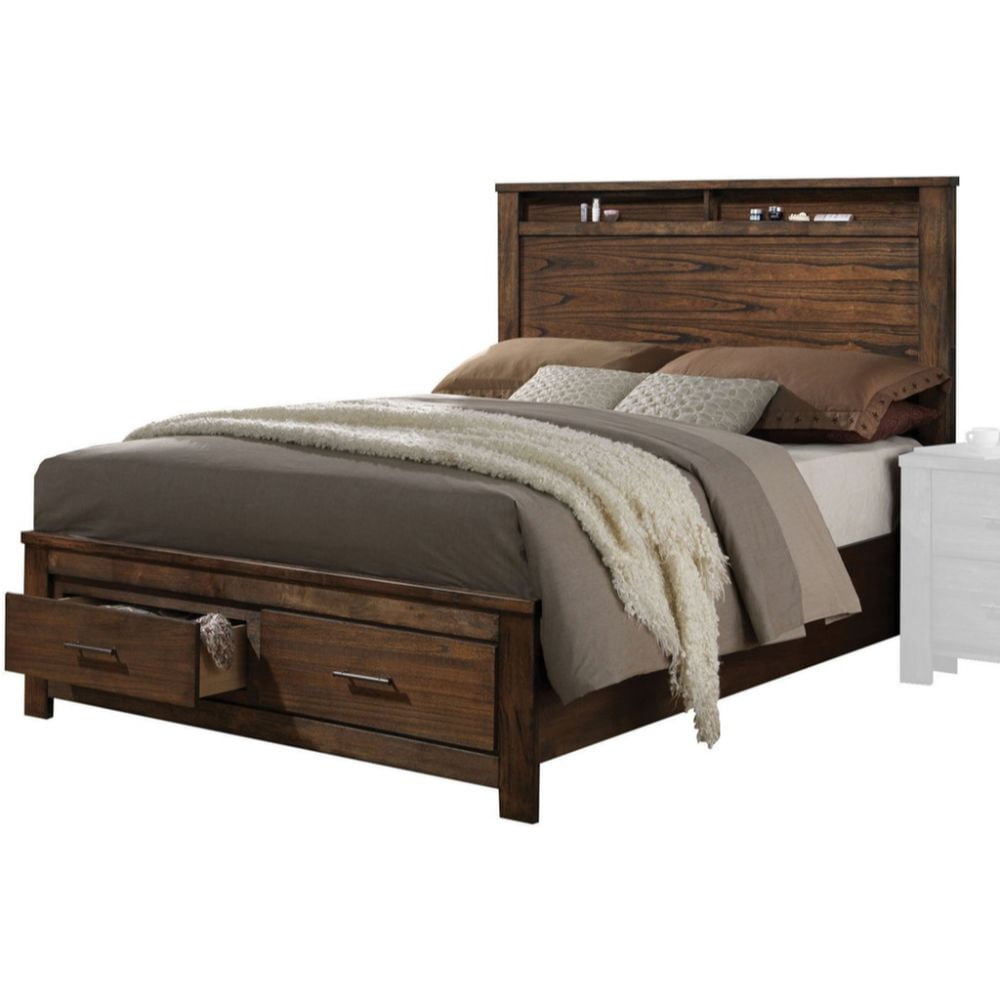 Full Set of 2 Brown Acme Furniture 14376F-FR Ireland Bed with Footboard & Rail