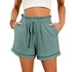 thumbnail image 2 of Pantalones cortos de playa de cintura alta y pierna ancha para mujer - Color liso, corte holgado con bolsillos, 2 of 6