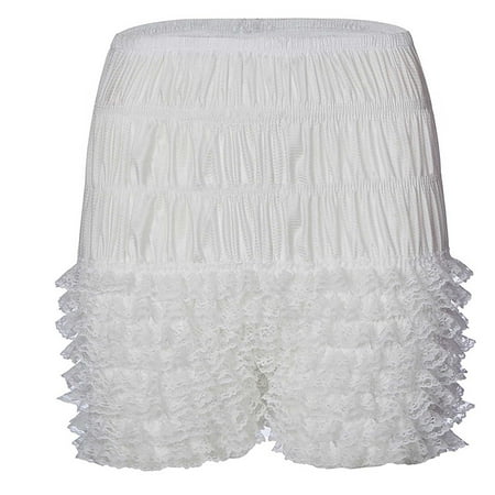REALiKUN Womens Bloomers Plush Ruffles Pumpkin Pants Bottom Shorts White S
