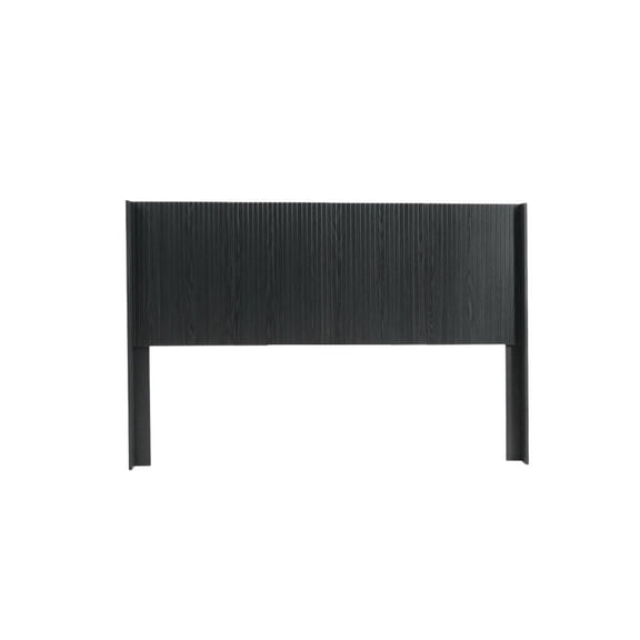Barara King Modern Farmhouse Wood Headboard Queen Size 64.4" Wide Fluted Panel Wingback Design, Wall Mounted, Black