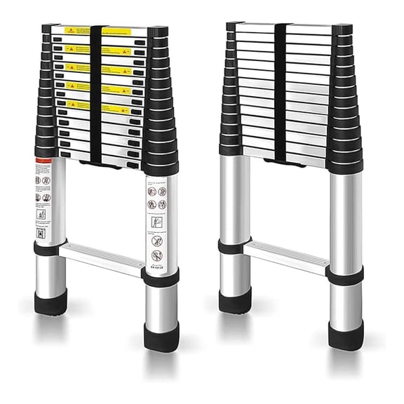 14.5FT Telescoping Ladder Aluminum Extendable Telescopic Ladder Extendable Compact Loft Ladder for Household and Outdoor Working, 330lb Capacity