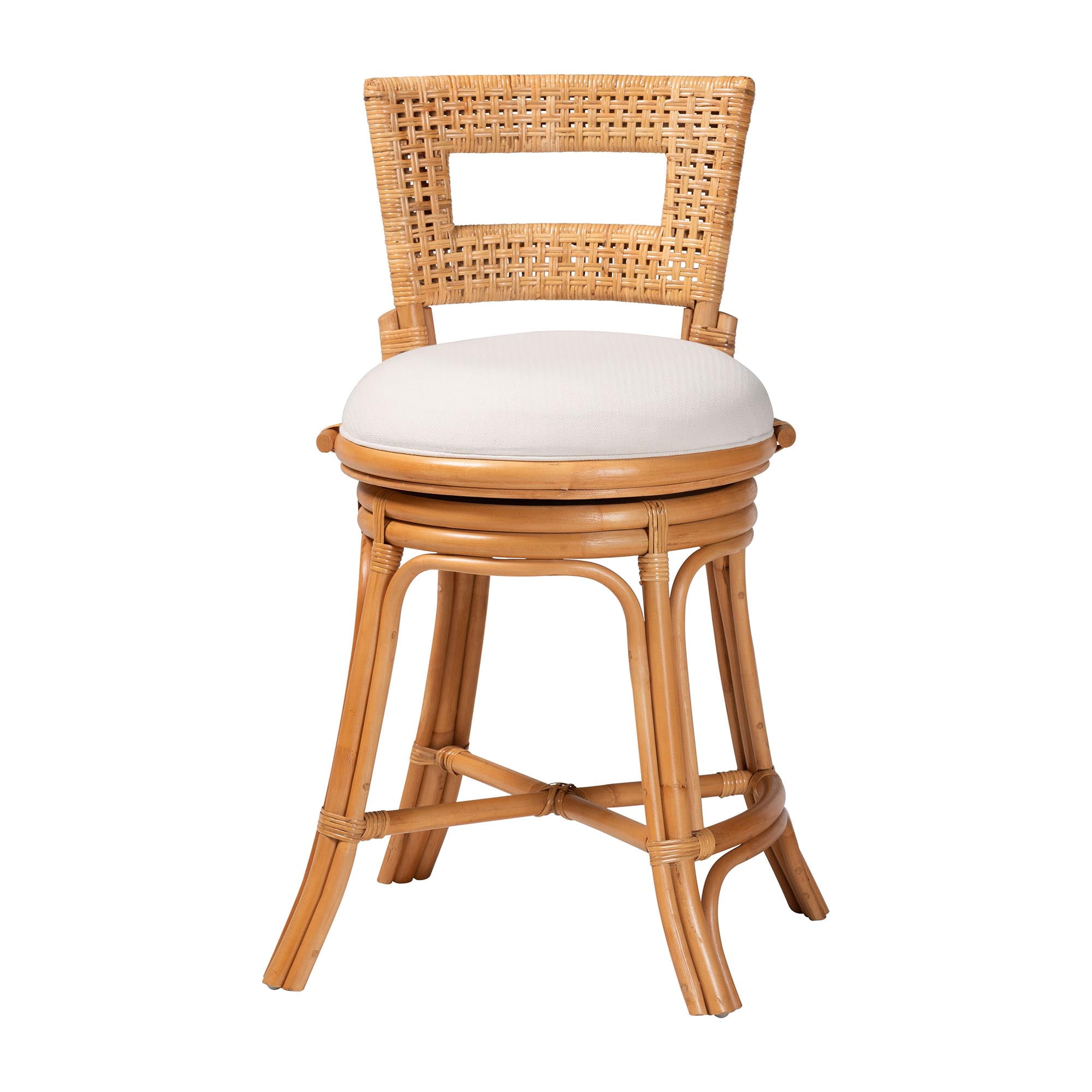 bali & pari Amina Boho Counter Stool, Counter Height, Light Honey