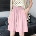 thumbnail image 1 of mfyjkho Pantalones Cortos Para Mujer, Pantalones De Verano Para Mujer, Finos, Informales Y Cómodos, De Seda Helada, Con Bolsillos Laterales, Perneras Anchas, Cintura Elástica Y Cordón Ajustable. S, 1 of 7