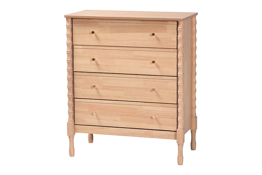 Baxton Studio Laurent Mid-Century Chest, 4-Drawer, Beech Brown