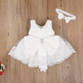 thumbnail image 5 of Gureui Toddler Infant Baby Girls Dress with Hairband, Sleeveless Floral Lace Back Big Bow Round Neck Dress, Multi-Layer Mesh TuTu Style Back Zip Dress, 5 of 6