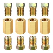12x 1/4inch Brake Line Connector Fittings Brass Unions 7/16-24 Inverted Adapter Set Car Accessories Threads