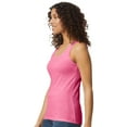thumbnail image 3 of Gildan Softstyle Women’s Cotton Tank Top, Semi Fitted Sleeveless Feminine Undershirt, Azalea, S, 3 of 5