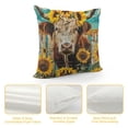 thumbnail image 4 of Highland Cow Sunflowers Pillow Covers Brown Black Leopard Print Wild Animal Cushion Covers for Kids Teens Adults Teal Retro Wooden Stripes Rustic Cushion Cases for Couch Chairs, 4 of 5