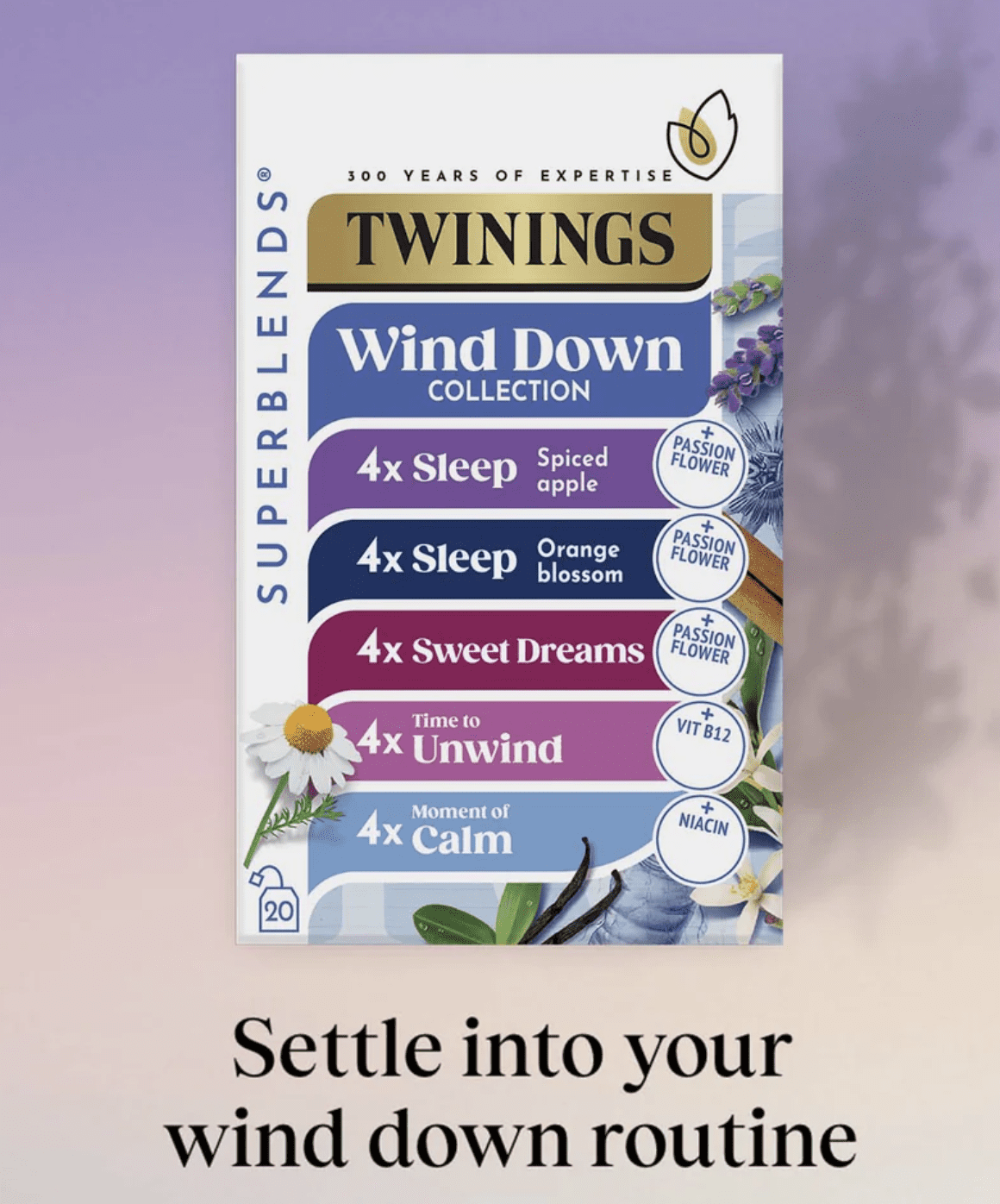 Twinings Wind Down Collection Variety Pack, 20 Tea Bags