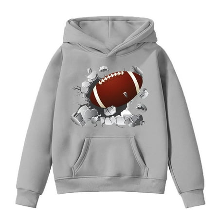 

ZMHEGW Hoodies for Girls Football Fans Teen Player Sports Retro Rugby Pullover Toddler Sweatshirt Boys