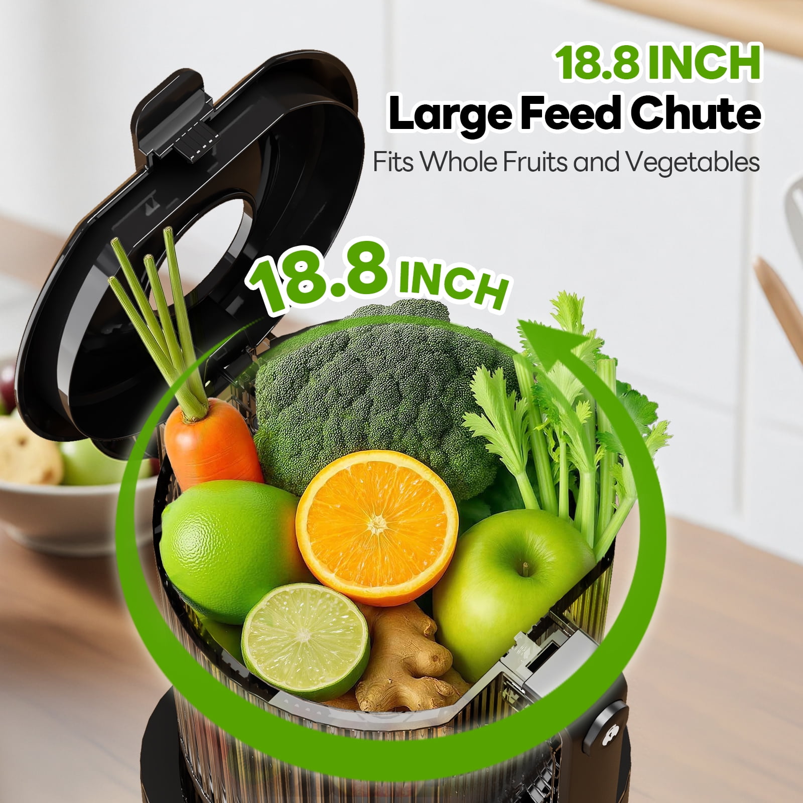 Aeitto Cold Press Juicer, Juicer Machines with 5.9" Extra Wide Feed Chute, 3-IN-1 Strainers (Juice & Sorbet & Nut Milk), Slow Masticating Juicer Easy to Clean, High Juice Yield