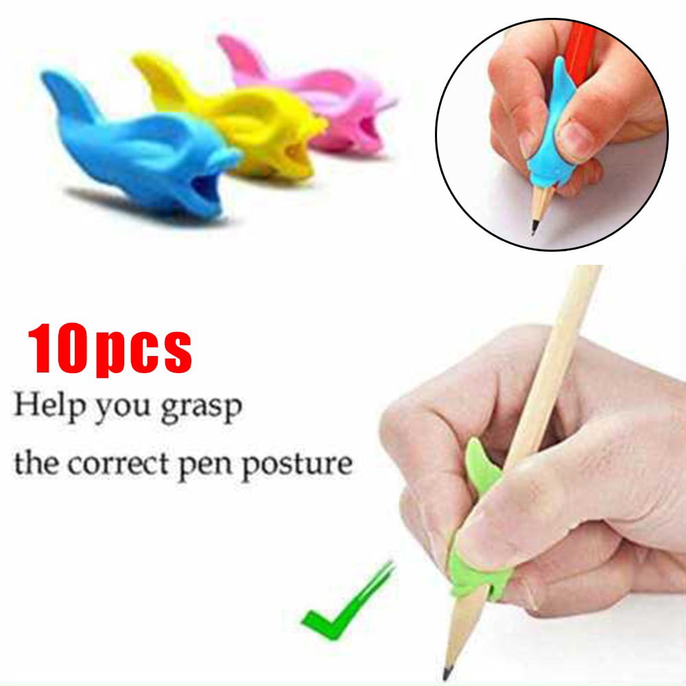 10Pcs Pencil Grips Holder Silicone Ergonomic Pen Grippers Writing Aid For Kids 
