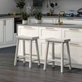 thumbnail image 2 of Costway Set of 2 Saddle Bar Stools Counter Height Dining Chairs with Wooden Legs Gray, 2 of 9