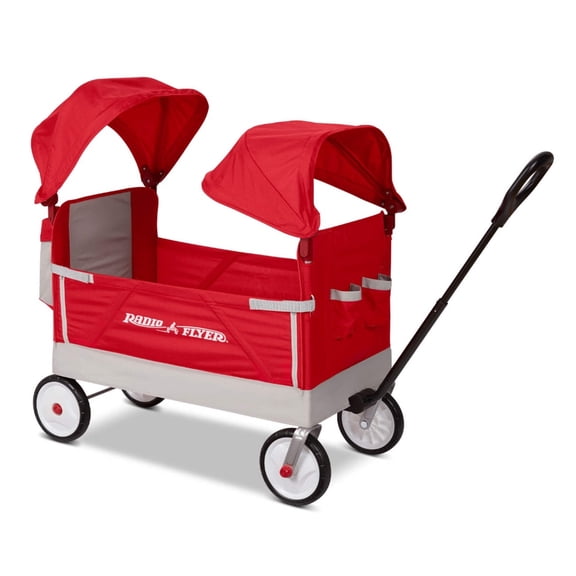 Radio Flyer Dual Canopy Family Wagon 150 lb Capacity Foldable Wagon