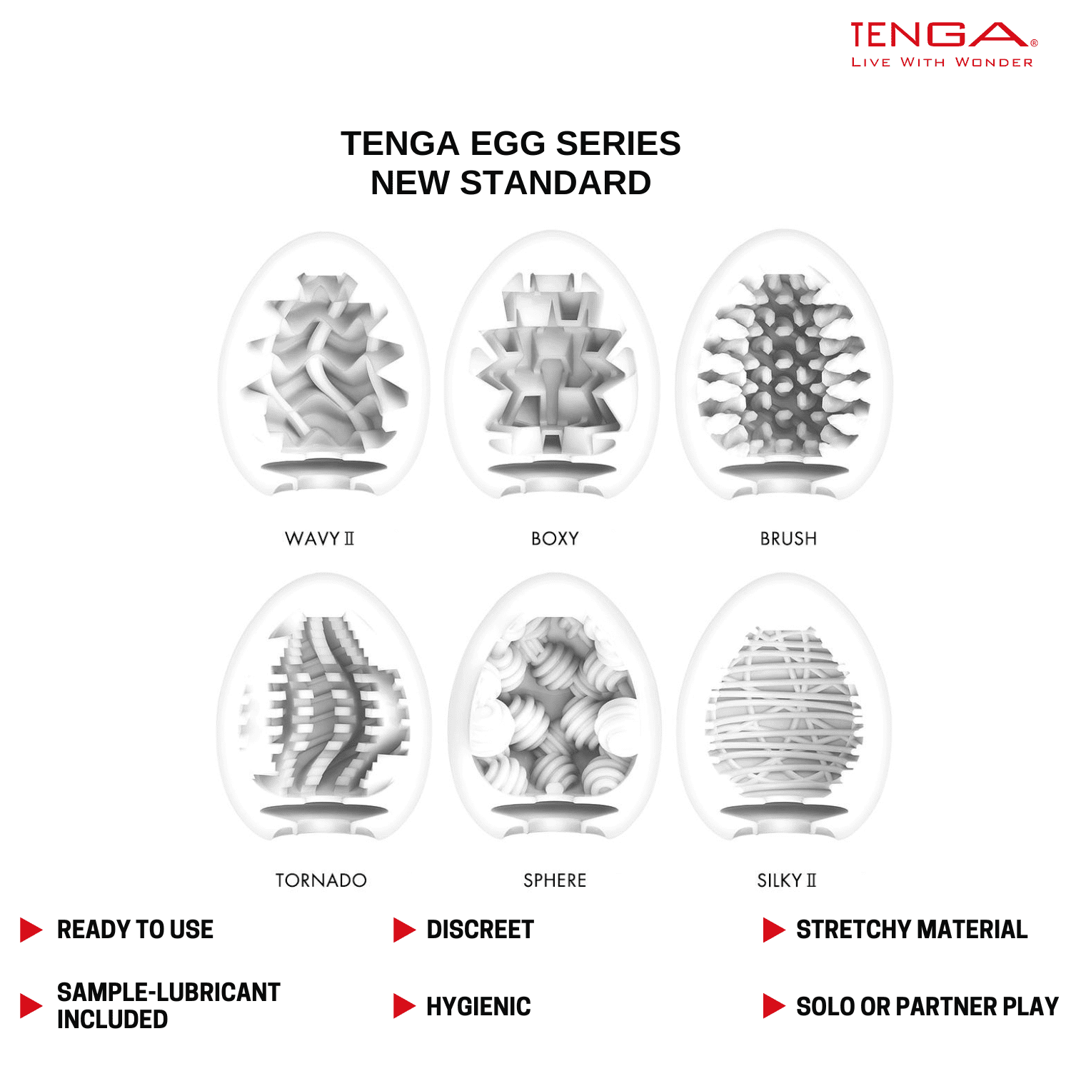 TENGA EGG Standard Variety Pack 6 pcs. Palm Size Ultra Stretchy Stroker for Masturbation