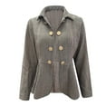 thumbnail image 3 of Ahabrexf Womens Winter Tops, Casual Lapel Ruffled Double Breasted Suit Jacket for Women, 3 of 4
