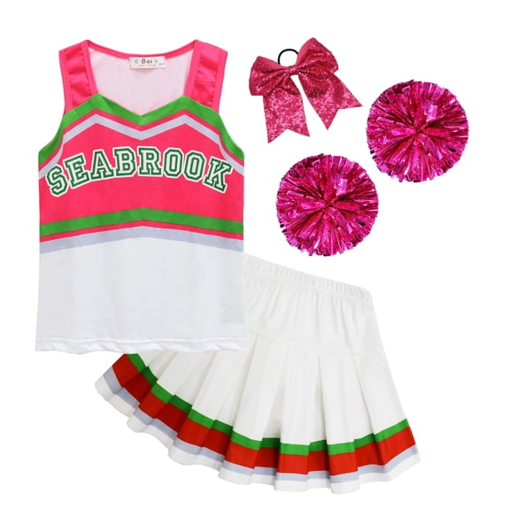 Costumes for Girls Halloween Outfits Kids Party Dress Up Hair Bow Pom Poms