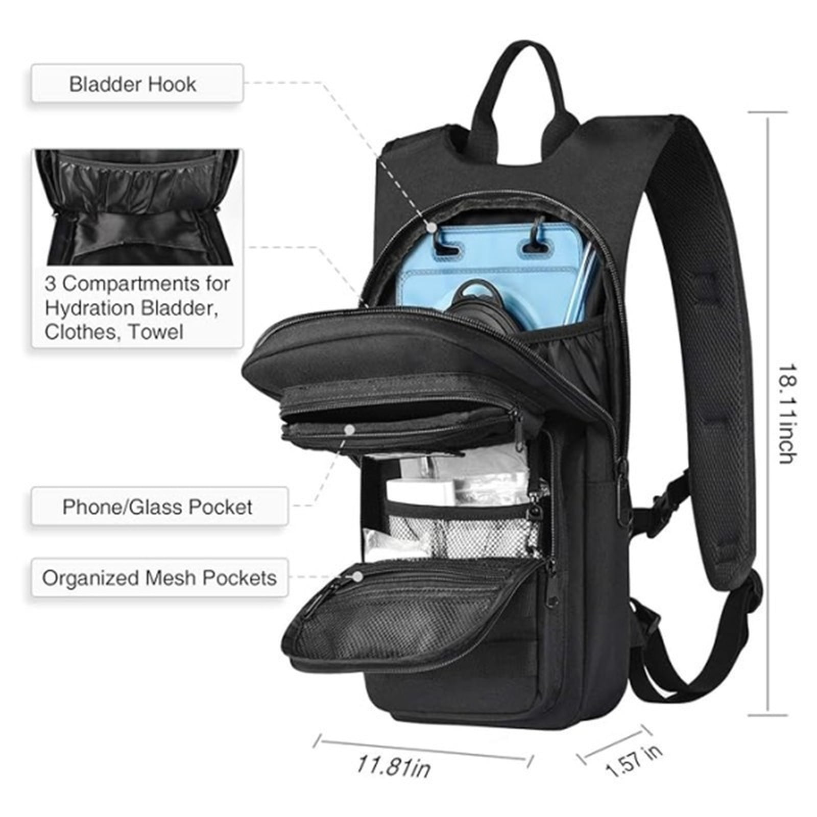 Outdoor Hydration Backpack With Water Reservoir And Molle System, 25L 50L Capacity Multiple Compartments, For Hiking Camping Trekking Hunting Fishing Gym Unisex Suitable For Men