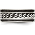 thumbnail image 4 of Chisel Stainless Steel Brushed and Polished Black IP-plated Chain Inlay 10.2mm Band - Ring Size 11.0, 4 of 8