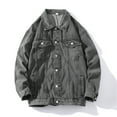 thumbnail image 4 of WILLBEST Jacket for Men Men's Fall/Winter Single Button Casual Denim Long Sleeved Outdoor Resort Vintage Shirt with Lapel In Solid Color, 4 of 5