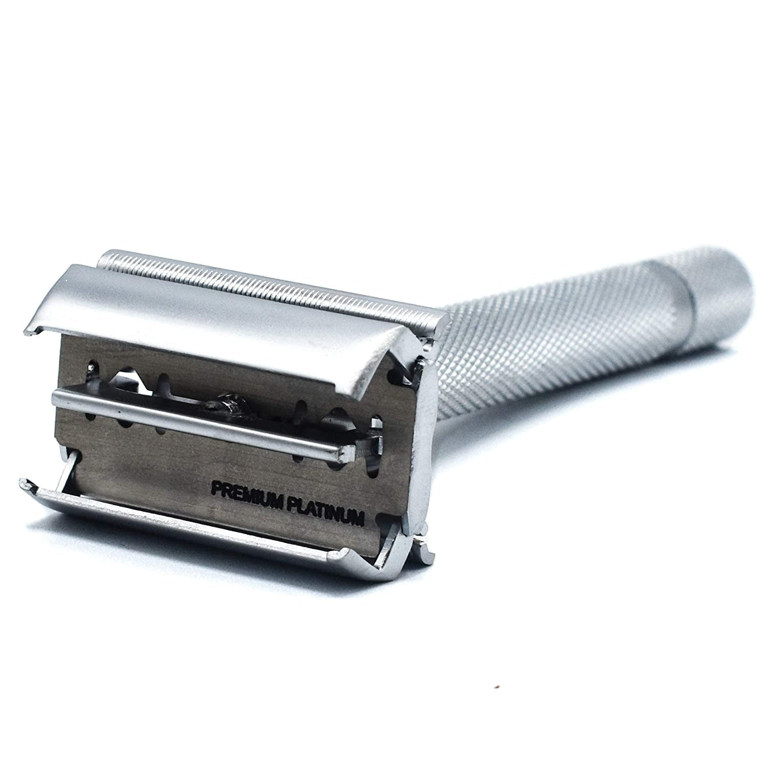 Parker Safety Razor 74R Butterfly Twist-to-Open Double Edge Safety Razor with 5 Parker Platinum Blades (Satin Chrome)