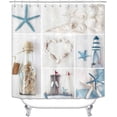 thumbnail image 2 of Juego de 4 cortinas de ducha con diseño de tortuga marina verde, peces tropicales, caballitos de mar, medusas, estrellas de mar, corales, animales del océano, decoración submarina para baño, cortina, 2 of 7