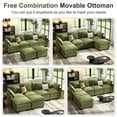 thumbnail image 6 of BedLuxury 106" U-Shaped Sectional sofa for Living Room, 4 Seats Chenille Modular Couch Sleeper Sofa with Movable Ottomans, Green, 6 of 8