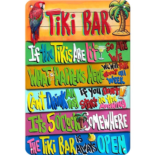 Placa Metal Vintage Tiki Bar Pintura Hierro Rectangular Del Pared 30x40cm