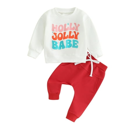

Toddler Baby Boys Girls Christmas 2Pcs Outfits 6M 12M 18M 24M 3Y Long Sleeve Letter Print Loose Sweatshirt + Drawstring Pants Sets Infant Casual Fall Clothes