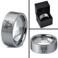 thumbnail image 4 of Tungsten Bull Taurus Muscular Horns Cattle Band Ring 8mm Men Women Comfort Fit Gray Flat Cut Brushed Polished, 4 of 4