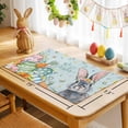 thumbnail image 6 of Happy Easter Placemats Set of 8, Spring Floral Rabbit Colored Eggs Green Wood Grain Heat Insulated Linen Place Mats, Washable Stain-Proof Table Mats for Dining Tables Holiday Decor 13x19 Inches, 6 of 9