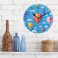thumbnail image 6 of Colorful Hot Air Balloon Clouds Cute Round Wall Clock Silent Analog Battery Operated Gold Pointer Home Decor 9.84" Diameter, 6 of 11