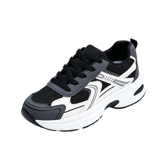 EKVAHL Orthopedic Platform Sneakers for Women, LaceâUp Breathable Mesh Tennis Shoes, Arch Support Athletic Walking Shoes for Workout Black