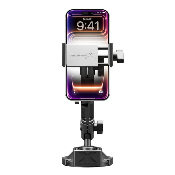 Bracketron HD Phone Dock PRO Dash & Window Mount with TemperBond Nano-Gel Suction, Heavy-Duty Aluminum Adjustable Arm, Secure Car Phone Holder for Phones up to 3.5 Inches Wide
